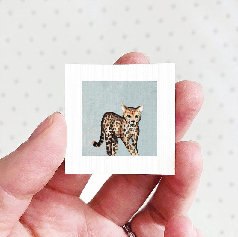 Miniature Cheetah Wildcat Art PRINT - Tiny Watercolor 1-inch Mini ...