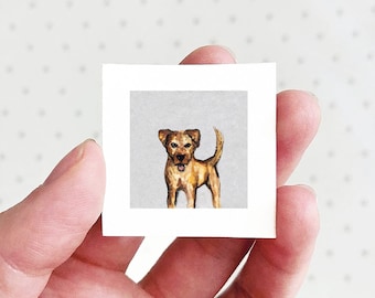 Mini 1" Dog Animal Print Tiny Watercolor  Art PRINT