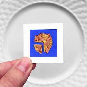 Miniature Waffle Maple Syrup Breakfast Brunch Art PRINT - Tiny 1-Inch Mini Kitchen Wall Decor