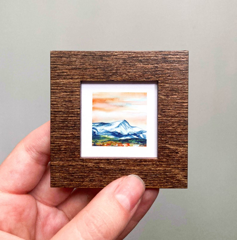 Mini 1 Monte Elbert Colorado Impresión Tiny Acuarela Mountain Peak Art PRINT Classic Wall Frame