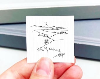 Miniature Wind Cave National Park Line Drawing PRINT - Mini Wall Art