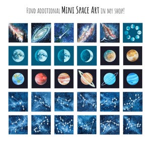 Miniature Full Moon Art PRINT - Tiny Watercolor 1-Inch Mini Galaxy Wall Decor bild 12