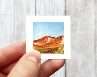 Mini 1" dunas de arena desierto impresión pequeña acuarela paisaje arte PRINT