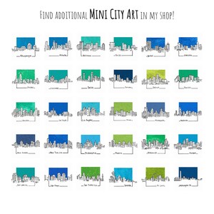 Miniature Miami, Florida Skyline Art PRINT - Tiny City Watercolor 1.5-Inch Mini Wall Decor image 12