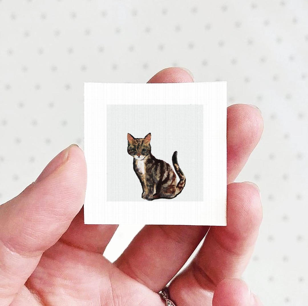 Miniature Cat Kitten Art PRINT - Tiny Watercolor 1-inch Mini Animal ...