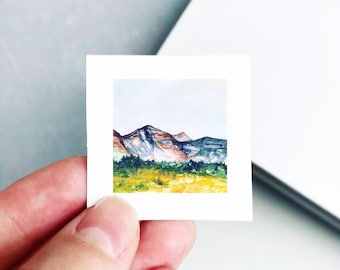 Mini 1" Kings Peak Utah Print Tiny Watercolor Mountain Peak  Art PRINT