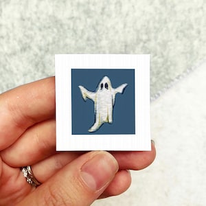 Miniature Ghost Spooky Art PRINT - Tiny Halloween Watercolor 1-Inch Mini Wall Decor