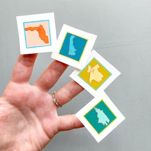 Mini 1" State Map Outlines Gouache Art PRINTS
