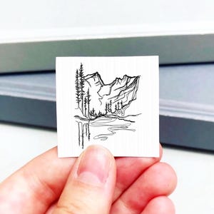 Miniature Rocky Mountain National Park Line Drawing PRINT - Mini Wall Art