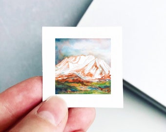 Mini 1" Mount Timpanogos Utah Print Tiny Watercolor Mountain Peak  Art PRINT
