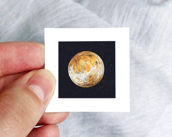 Mini 1" Planet Venus Print Tiny Watercolor  Art PRINT