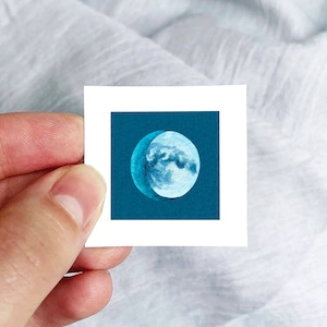 Mini 1 Waxing Gibbous Moon Phase Print Tiny Watercolor Art PRINT image 1