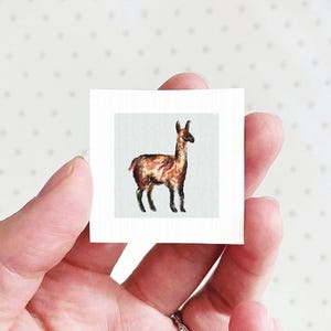 Miniature Llama Art PRINT - Tiny Watercolor 1-Inch Mini Animal Wall Decor