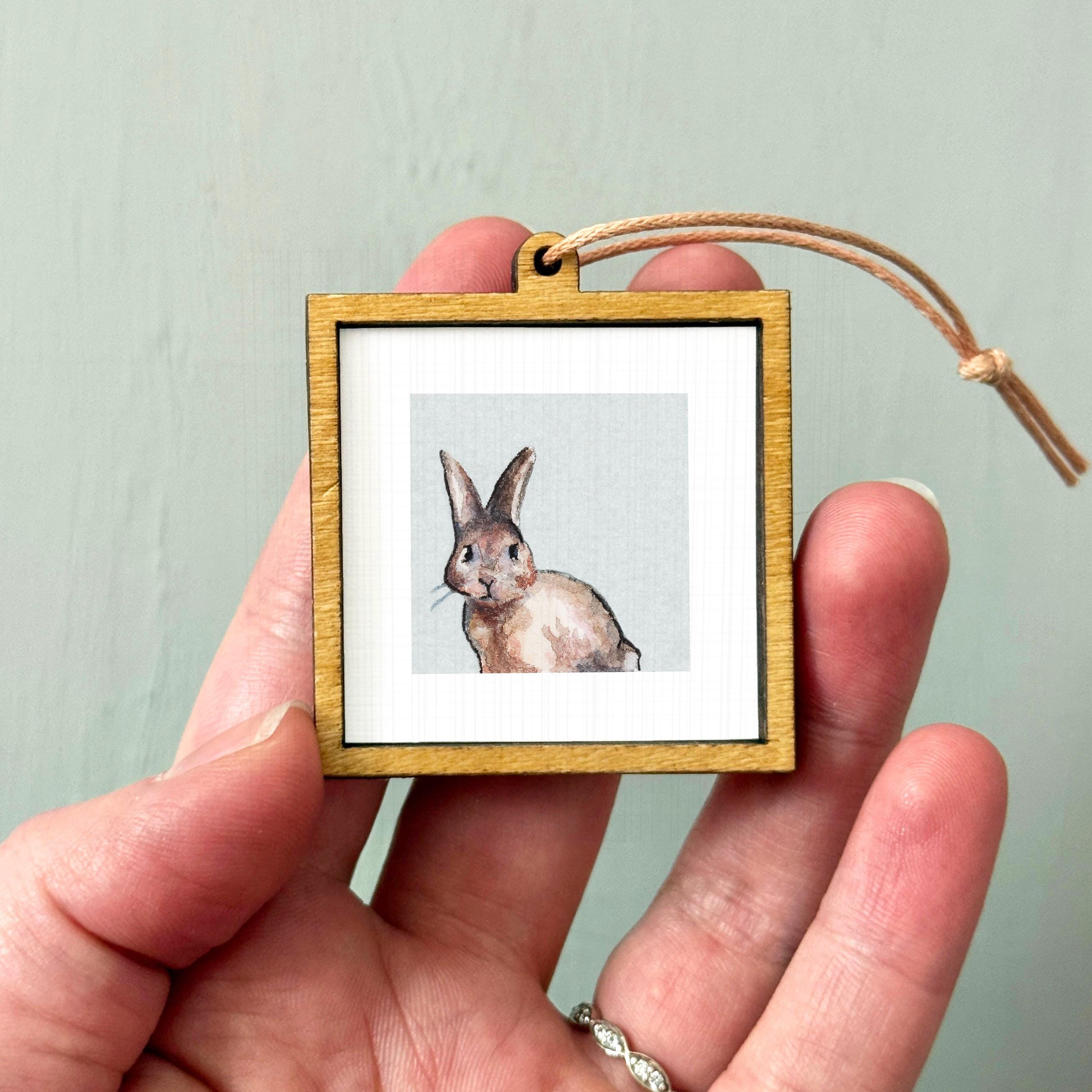 Miniature Bunny Rabbit Art PRINT - Tiny Watercolor 1-inch Mini Animal ...