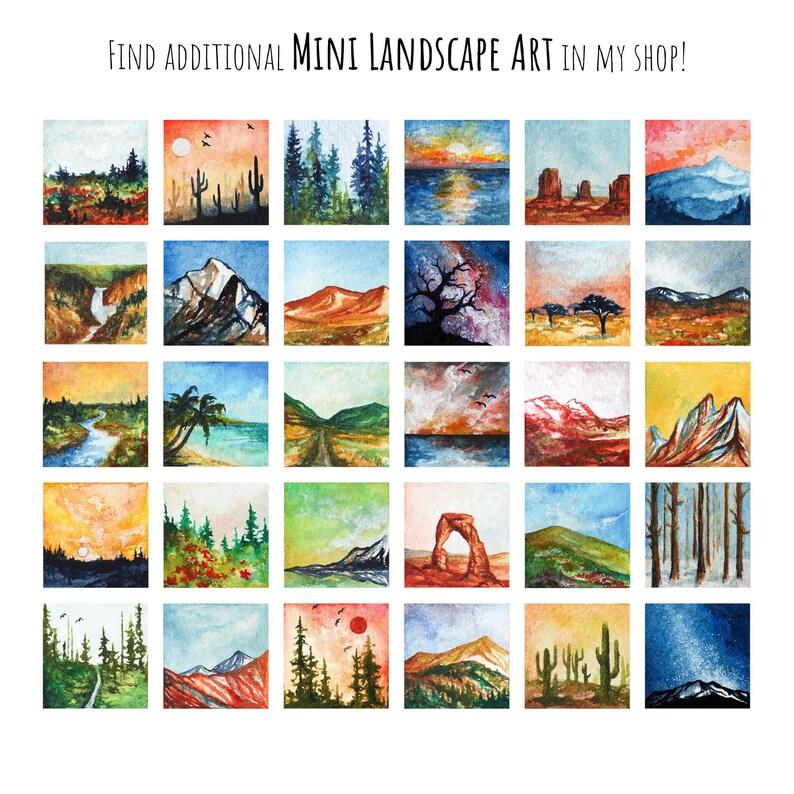 Miniature Grand Tetons National Park Wyoming Art PRINT - Tiny Gouache 1-Inch Mini Wall Decor image 12