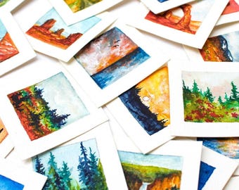PRINTED Mini 1" Nature Landscape Watercolor PRINTS