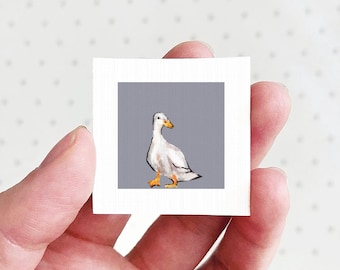 Miniature Duck Art PRINT - Tiny Watercolor 1-Inch Mini Animal Wall Decor