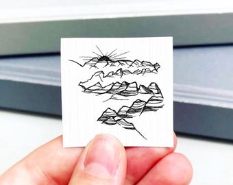 Miniature Badlands National Park Line Drawing PRINT - Mini Wall Art