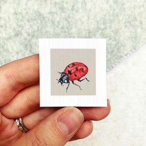 Miniature Ladybug Beetle Art PRINT - Tiny Valentine Watercolor 1-Inch Mini Wall Decor