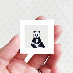 Miniature Panda Bear Art PRINT - Tiny Watercolor 1-Inch Mini Animal Wall Decor