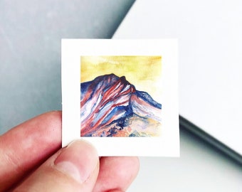 Mini 1" Mount Katahdin Maine Print Tiny Watercolor Mountain Peak  Art PRINT