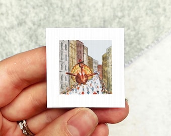 Miniature Thanksgiving Turkey Balloon – NYC Holiday Parade Tiny Watercolor Art PRINT