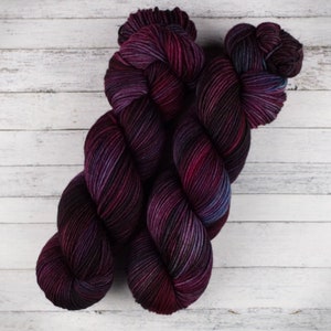 Hand Dyed Yarn, Variegated DK Weight Yarn, Oort St Ultraviolet Colorway, 100% Superwash Merino Wool, Gift For Knitters