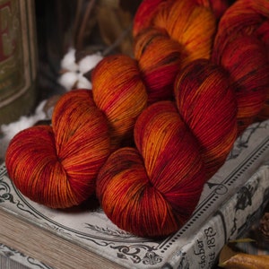 Hand Dyed Yarn - DYED TO ORDER - Sock Yarn - 100% Merino Dk, Singles - Superwash Worsted - Made To Order - Bonfire