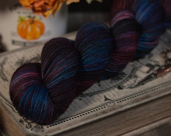 Hand Dyed Yarn - DK Weight Yarn - Variegated 100% Superwash Merino Wool  - Oort St Ultraviolet Colorway