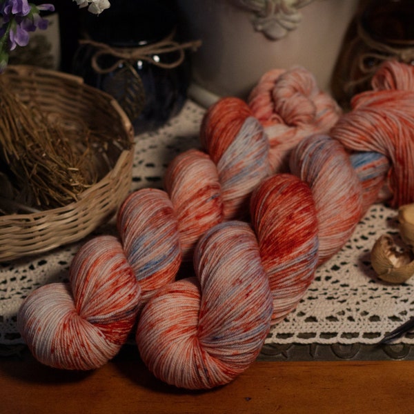 Hand Dyed Yarn - Sock Yarn - Fingering Weight - Superwash Merino - Variegated - Speckled - Cottage Path Colorway