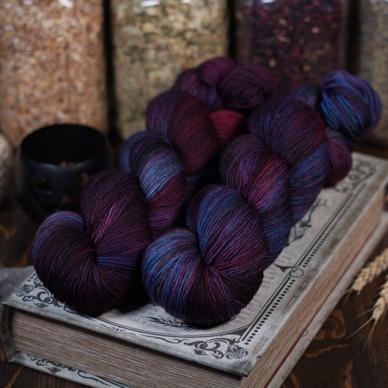 Hand Dyed Yarn Sock Yarn DK Weight Superwash Merino Oort St Ultraviolet Colorway PRE-ORDER image 3