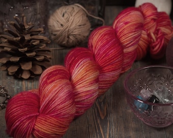 Hand Dyed Yarn - DK Weight Yarn - Variegated 100% Superwash Merino Wool  - Plumeria Colorway