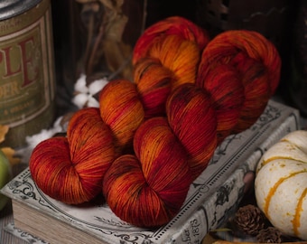 Hand Dyed Yarn, Bonfire - Variegated Merino in Fingering, DK, or Worsted