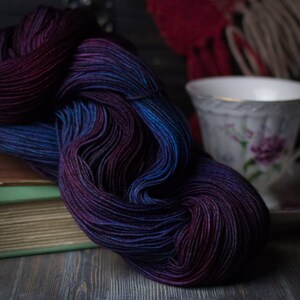 Hand Dyed Yarn Sock Yarn DK Weight Superwash Merino Oort St Ultraviolet Colorway PRE-ORDER image 5