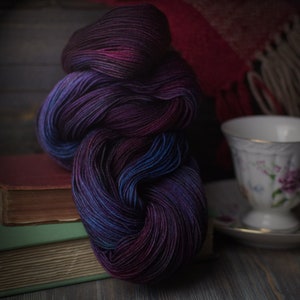 Hand Dyed Yarn Sock Yarn DK Weight Superwash Merino Oort St Ultraviolet Colorway PRE-ORDER image 4