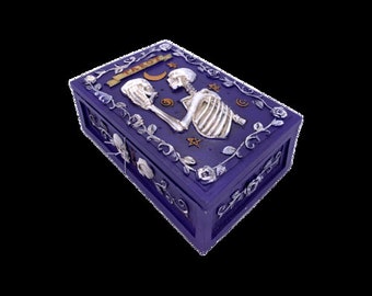 Skull And Skeleton Tarot Card Storage Box 4" X 6"