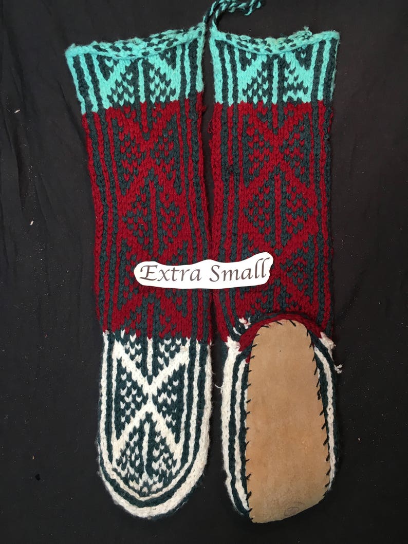 A.) Extra Small Mukluk Handmade Slipper Socks - Suede Leather - Women's size 5 to 5.5/ kid's size 3