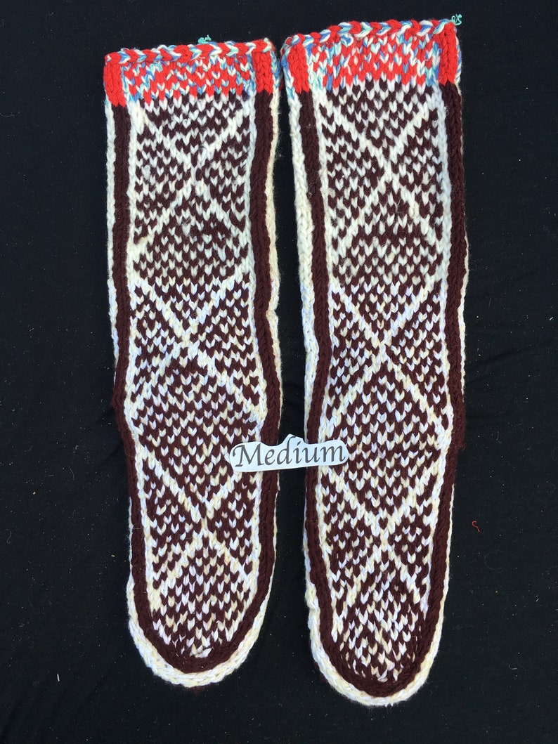 C.) medium Mukluk Handmade Slipper Socks - Suede Leather Soles - Women's size 7.5 to 8/ men's size 5.5 to 6