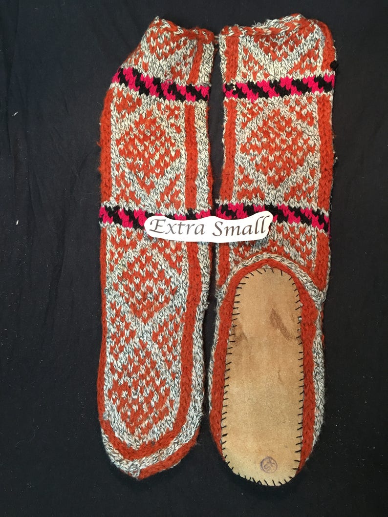 A.) Extra Small Mukluk Handmade Slipper Socks - Suede Leather - Women's size 5 to 5.5/ kid's size 3