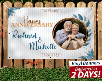 Custom Wedding Anniversary Vinyl Banner with Photo & Names