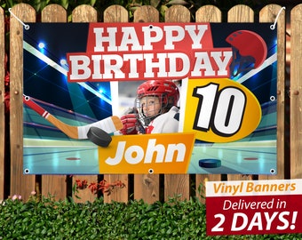 Custom Hockey Birthday Banner: Personalized Vinyl Party Decoration