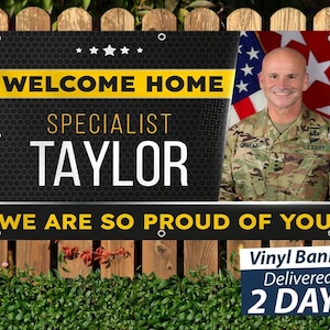 Welcome Home Banner // U.S. Army //  Custom Vinyl Banner  // Free Overnight Shipping // Next Day Printing // Custom Design Help