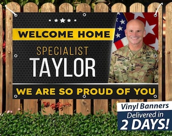 Welcome Home Banner // U.S. Army //  Custom Vinyl Banner  // Free Overnight Shipping // Next Day Printing // Custom Design Help