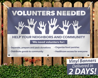 Custom Volunteers Needed Banner, Community Event Sign