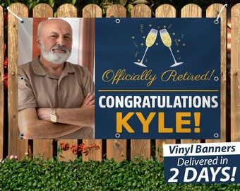 Custom Retirement Vinyl Banner, Congratulations Party Decor