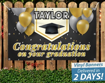 Custom Congratulations on Your Graduation Vinyl Banner, Personalized Design