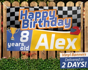 Race Car Birthday Vinyl Banner, Custom Sports Theme
