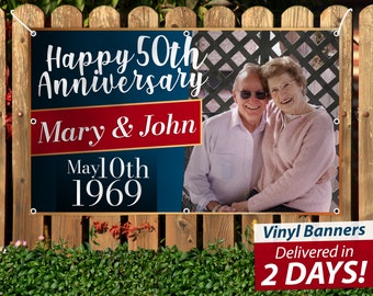 Custom Anniversary Vinyl Banner, Personalized Design