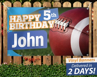 Custom Football Birthday Vinyl Banner: Sports Party Decor