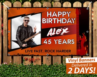 Rock N' Roll Birthday Banner | Custom Vinyl Party Decoration